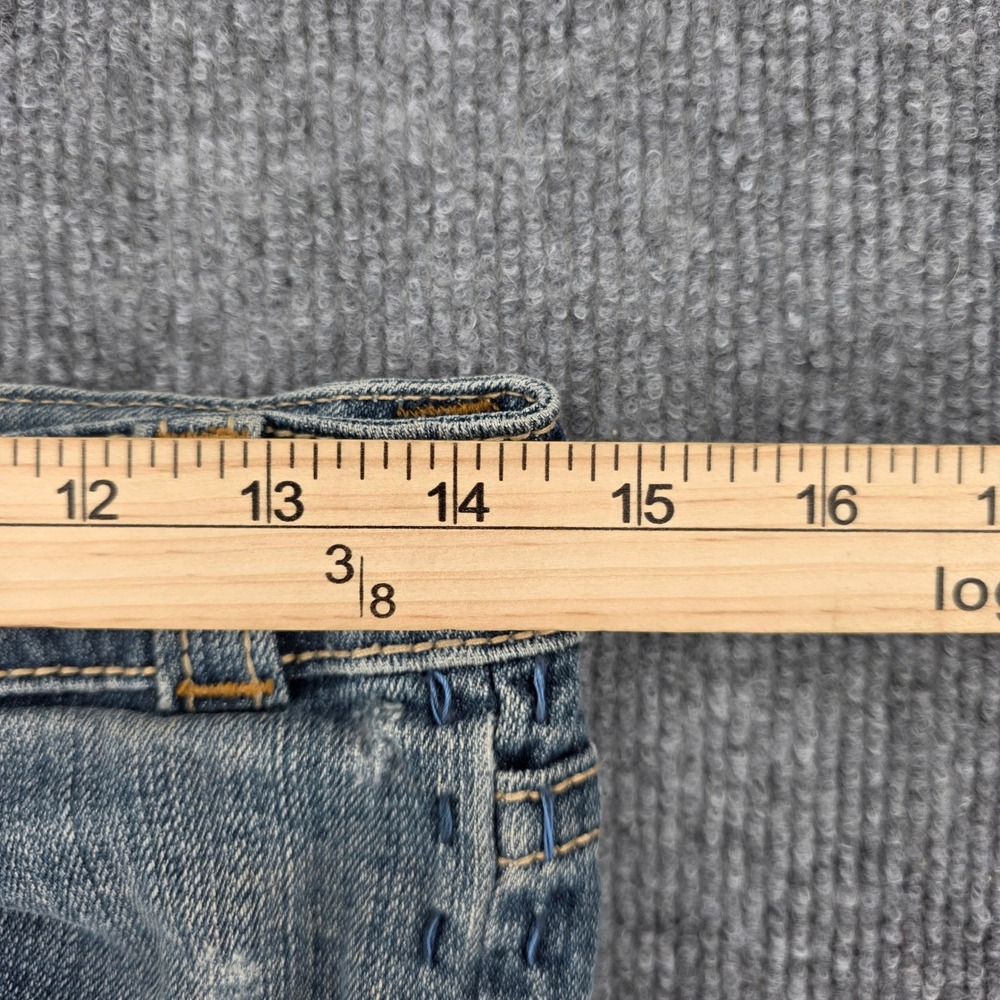MEK Denim Easter Island Medium Wash Bootcut Jeans Blue Low Rise 27x32 Distressed - Picture 3 of 11